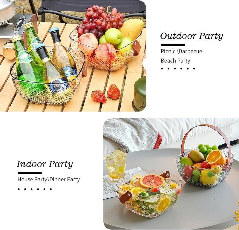 MineSign 4Pack Ice Bucket for Parties Beverage Cooler with Lid and Handle Wine Tub for Champagne Beer Drinks Fruit Basket for Outdoor Camping party Mimosa Bar-Clear - Image 3